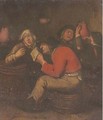 Peasants drinking and merrymaking in an interior - (after) Adriaen Brouwer