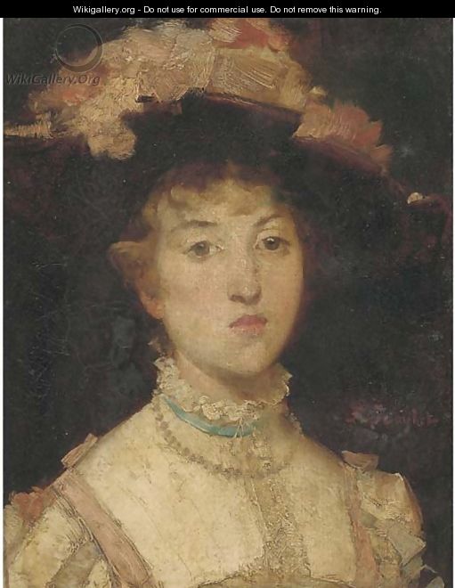 La jeune fille au chapeau rose - Ferdinand Victor Leon Roybet