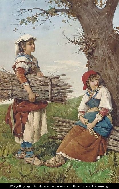 Young faggot gatherers in the Roman campagna - Filippo Indoni