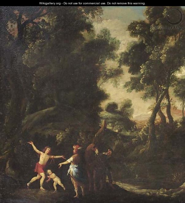 A mythological scene in a wooded landscape - Flemish School