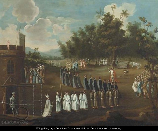 A procession of priests - Flemish School