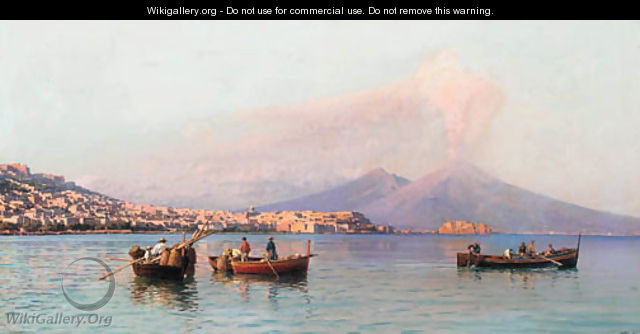 The bay of Naples with Vesuvius in the distance - Friedrich Nerly