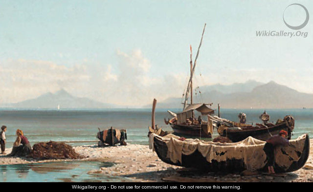 Fishing boats on the Neapolitan coast - Friedrich Nerly