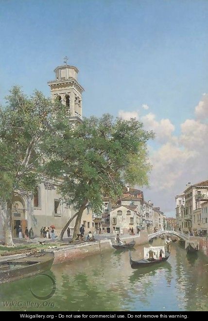 Gondolas on a Venetian Canal - Federico del Campo