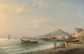 Fisherfolk at the shore, Naples beyond - Ferdinand Victor Perrot