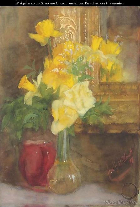 A bouquet of yellow roses and daffodils - Ferdinand Oldewelt