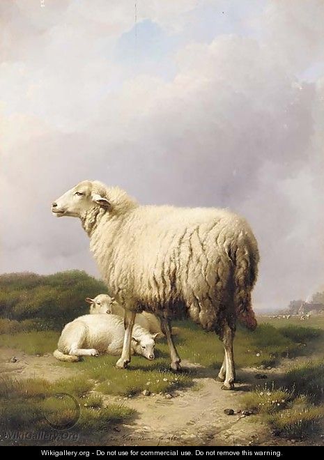 Ewe with two lamb - Eugène Verboeckhoven