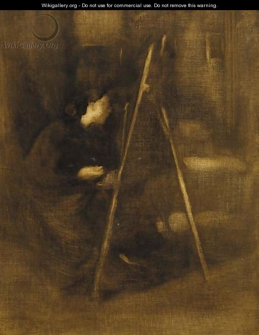 An artist at her easel - Eugene Carriere