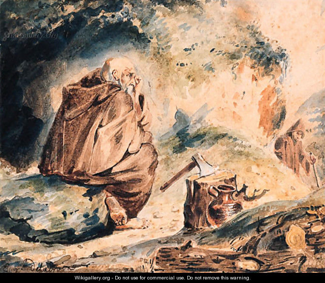 Deux hermites devant une grotte - Eugene Delacroix