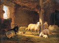 Sheep, Chicken and a Goat in a Barn - Eugène Verboeckhoven