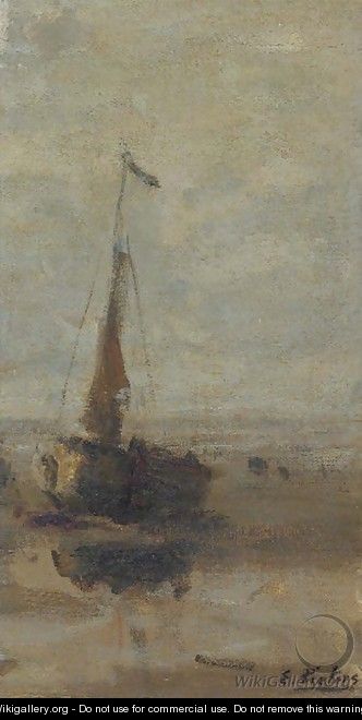 A fishing boat at low tide - Evert Pieters