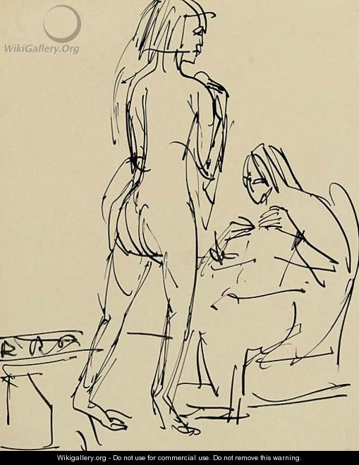 Stehender und sitzender Akte im Atelier - Ernst Ludwig Kirchner