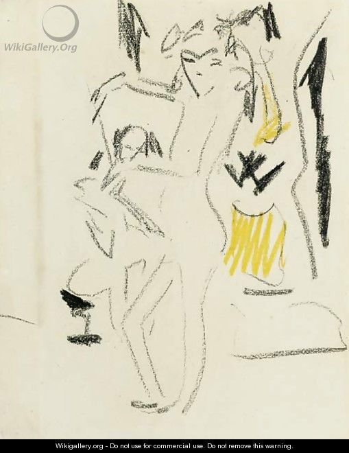 Stehende Franzi im Atelier - Ernst Ludwig Kirchner