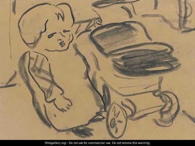 Kind mit Kinderwagen - Ernst Ludwig Kirchner