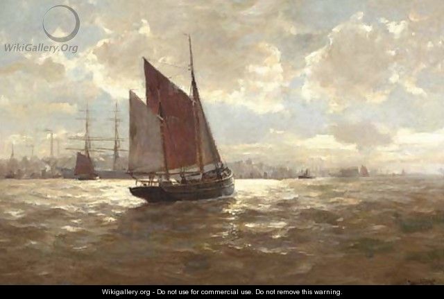 Sailing into the harbour - Erwin Carl Wilhelm Gunther