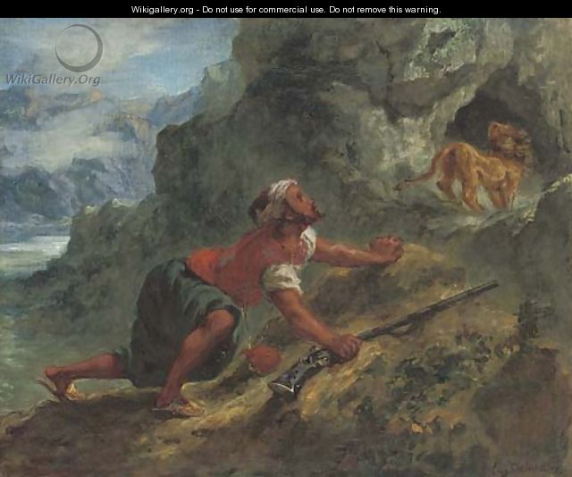 Arab stalking a lion - Eugene Delacroix