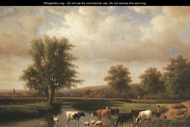 River Landscape with Cattle - Eugène Verboeckhoven