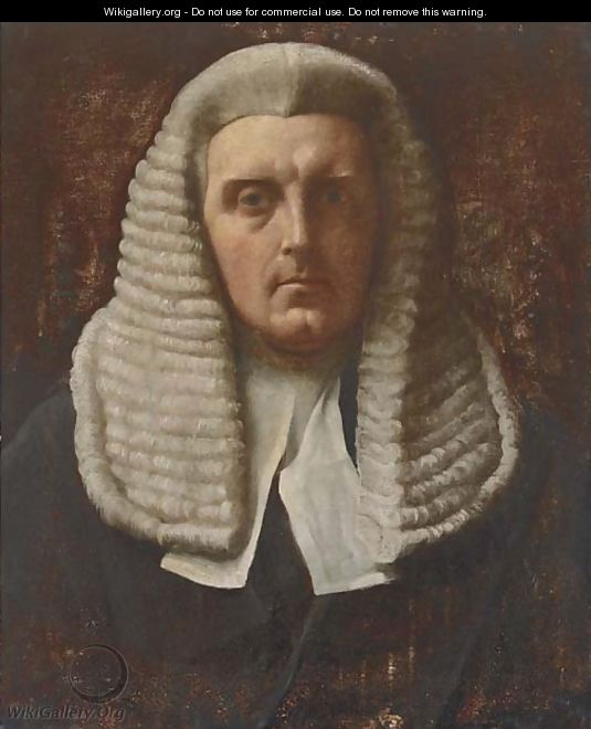 Portrait of a judge, bust-length, in wig and robes - English School