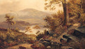 Children On A Wooded Path In A Mountainous Lake Landscape - English School