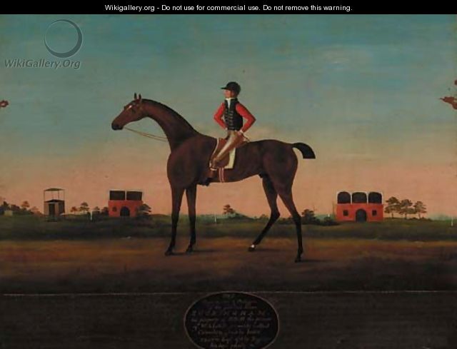 Rockingham, a bay racehorse, with jockey up - English School