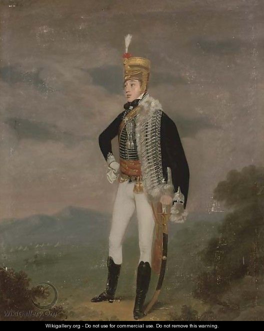 Portrait of a Hussar, full-length - English School