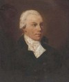 Portrait of a gentleman, bust-length, in a dark green jacket and white cravat - English School