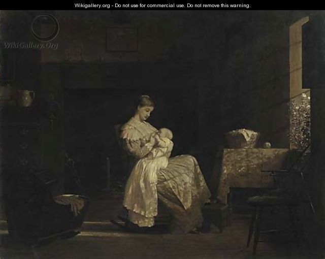 Mother Nursing a Child in an Interior - Enoch Wood Perry