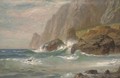 Waves crashing against a rocky cove - Ernst Carl Eugen Koerner
