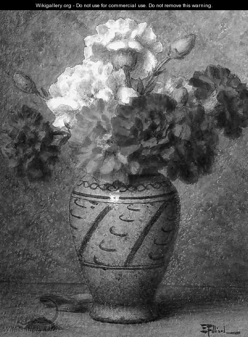 A still life with coronations in a vase - Ernest Filliard