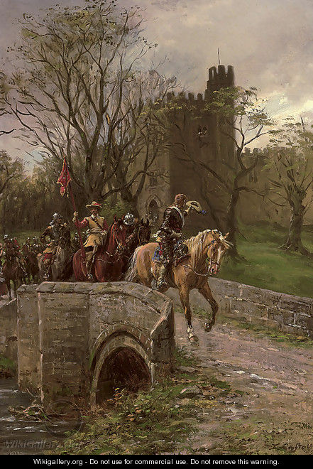 Cromwellian soldiers leaving Warwick Castle - Ernest Crofts