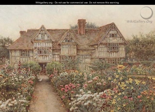 A formal garden before an Elizabethan manor house, thought to be Rumwood Court, Langley, Kent - Ernest Arthur Rowe