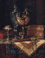 A Nautilus Cup, A Dagger, A Book And A Trinket Box On A Table - Ernst Czernotzky
