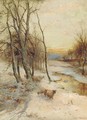 Sheep in a winter landscape, evening - Ernst Walbourn
