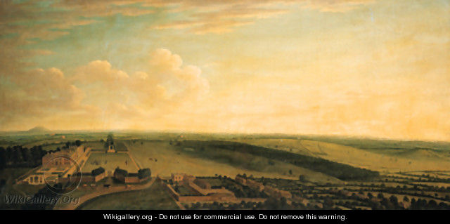 An extensive view of Market Bosworth Hall, Leicestershire - English School