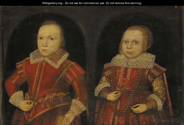 Double portrait of a boy aged eight and a girl aged six - English School