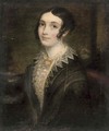 Portrait of a lady, half-length, in a black dress with lace trim - English School