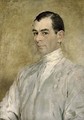 Portrait of a jockey, bust-length, in silks - English School