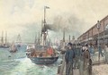 The British passenger steamer Thalia departing from the quayside of the Marine Station, Dover - English School