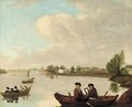William Seguier and Mr W. Battean in a boat in a river landscape - English School