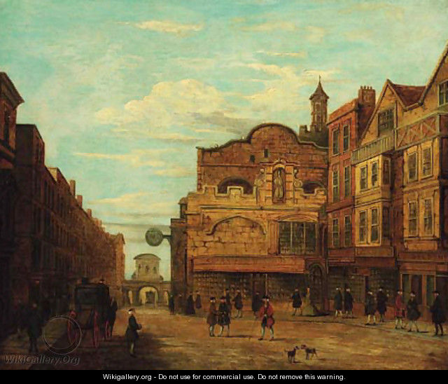 View of Fleet Street with Temple Bar beyond - English School