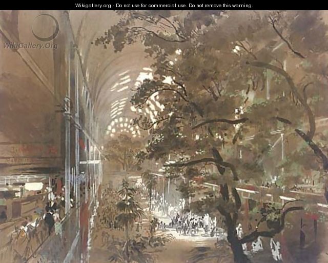 View of the interior of the Great Exhibition, London, 1851 - English School
