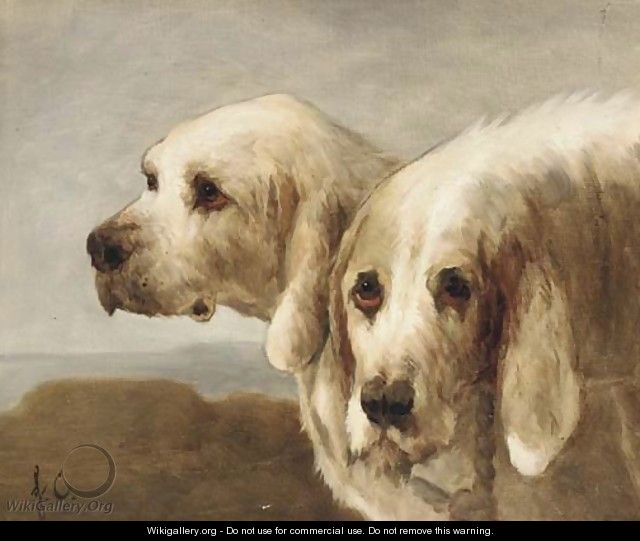 Two dogs in a landscape - English School
