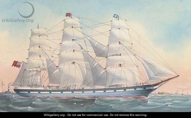 The Wavertree under full sail off the Perch Rock Fort, Liverpool - English School