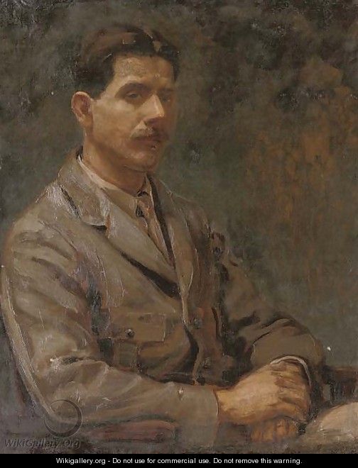 Portrait of an officer, seated half-length, in military uniform - English School