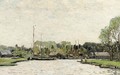 Moored boats on the Norfolk Broads - English School