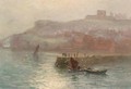 Fishing boats at the mouth of the harbour, Whitby - English School