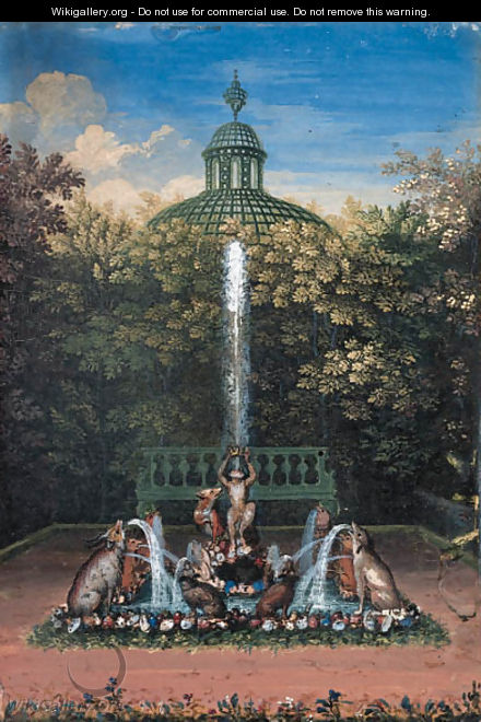 A fantastical animal fountain in the Bosquet du Labyrinthe, Chateau de Versailles - (after) Jean II Cotelle
