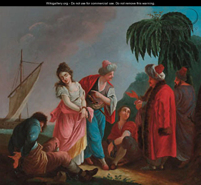 Orientals bargaining over a slave - (after) Jean Baptiste Leprince