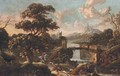 An extensive Italianate landscape with a stag hunt in the foreground - (after) Jan Wyck
