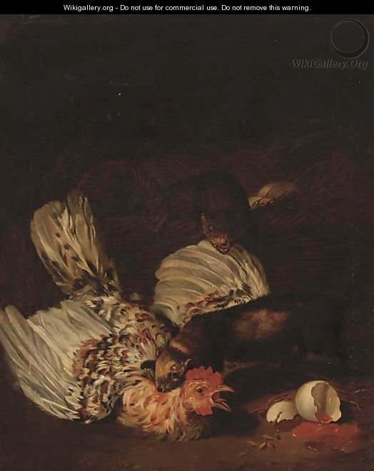 Poultry disturbed by the polecats - (after) Jan Weenix II